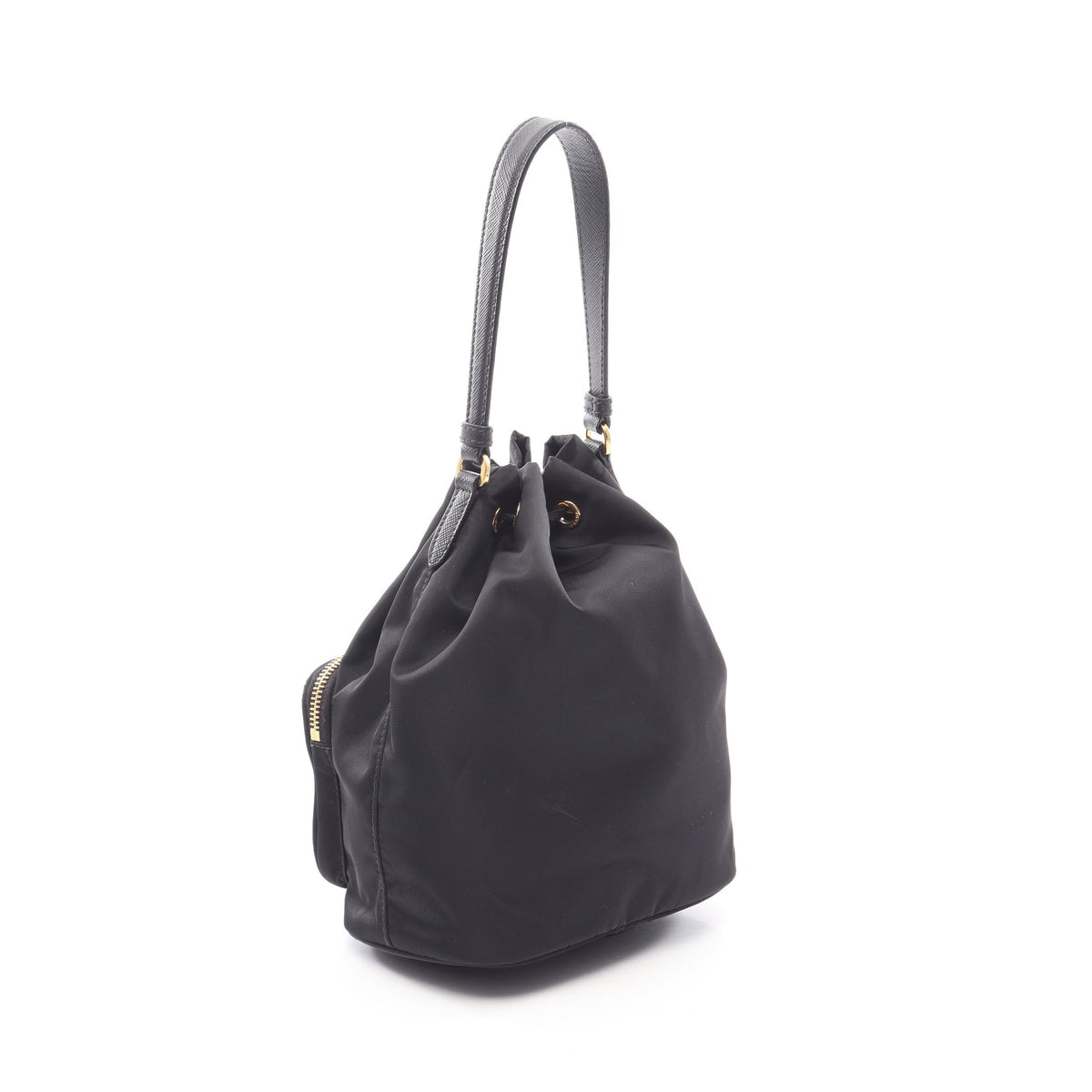 デュエット Re-Nylon バケットバッグ 2WAY ハンドバッグ ナイロン サフィアーノレザー ブラック プラダ