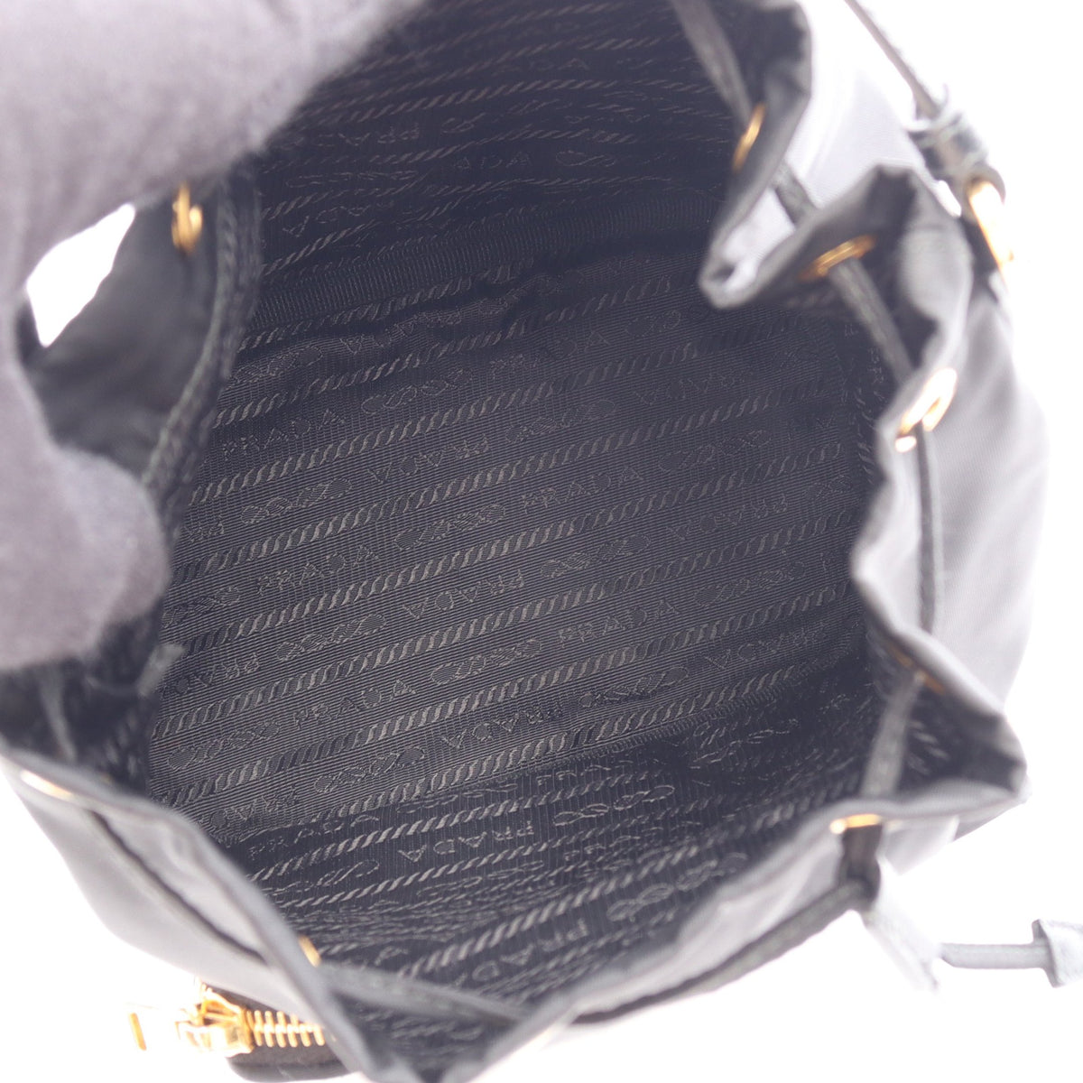 デュエット Re-Nylon バケットバッグ 2WAY ハンドバッグ ナイロン サフィアーノレザー ブラック プラダ