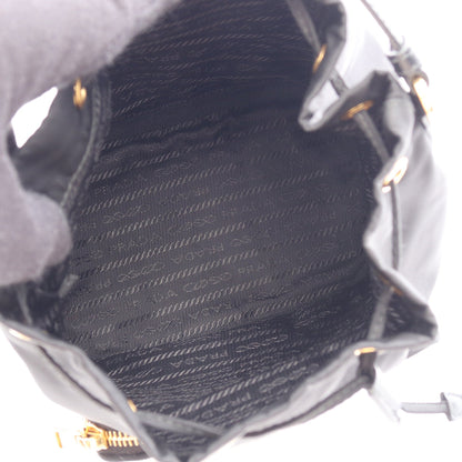 デュエット Re-Nylon バケットバッグ 2WAY ハンドバッグ ナイロン サフィアーノレザー ブラック プラダ