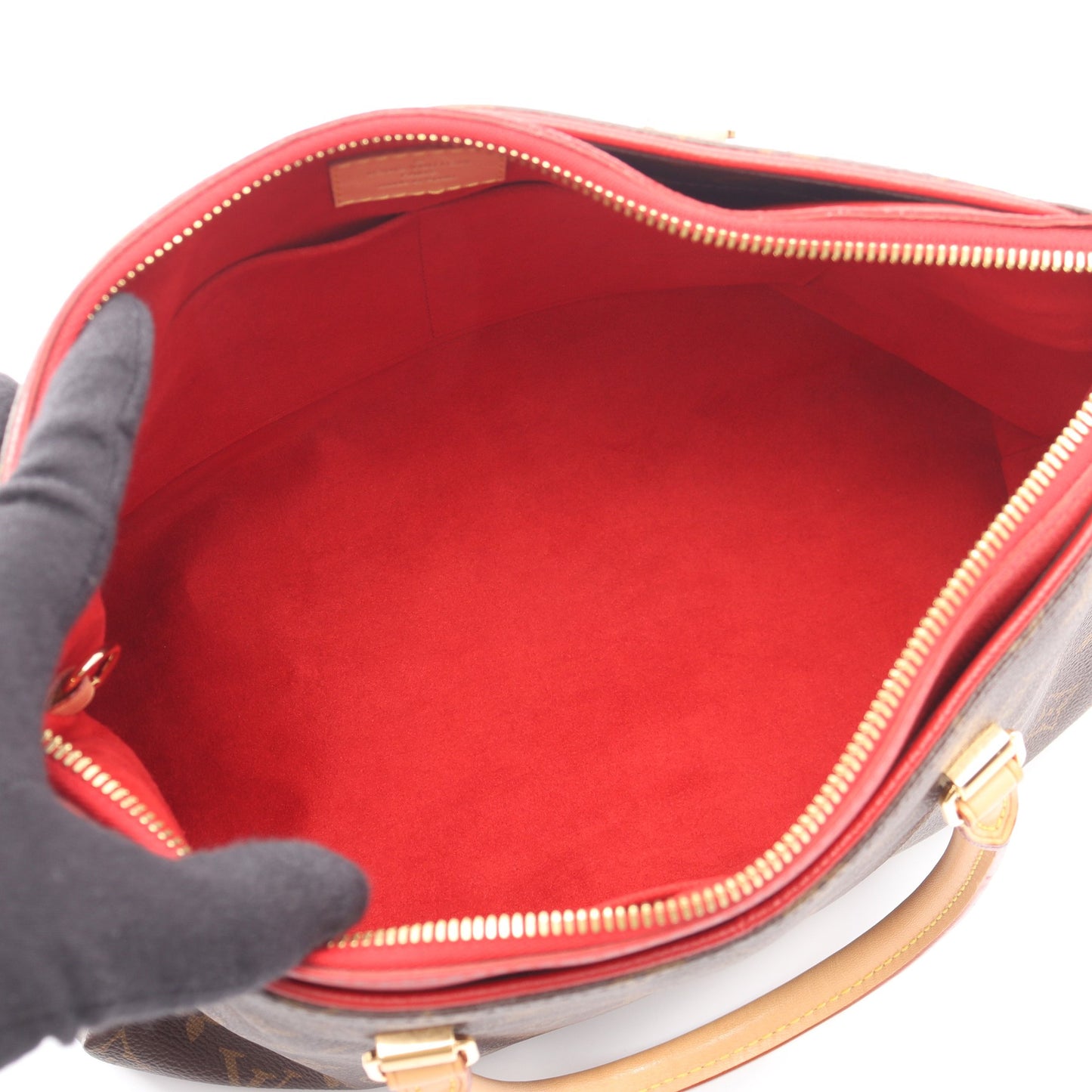 パラス モノグラム スリーズ 2WAY ハンドバッグ PVC レザー ブラウン レッド ルイヴィトン