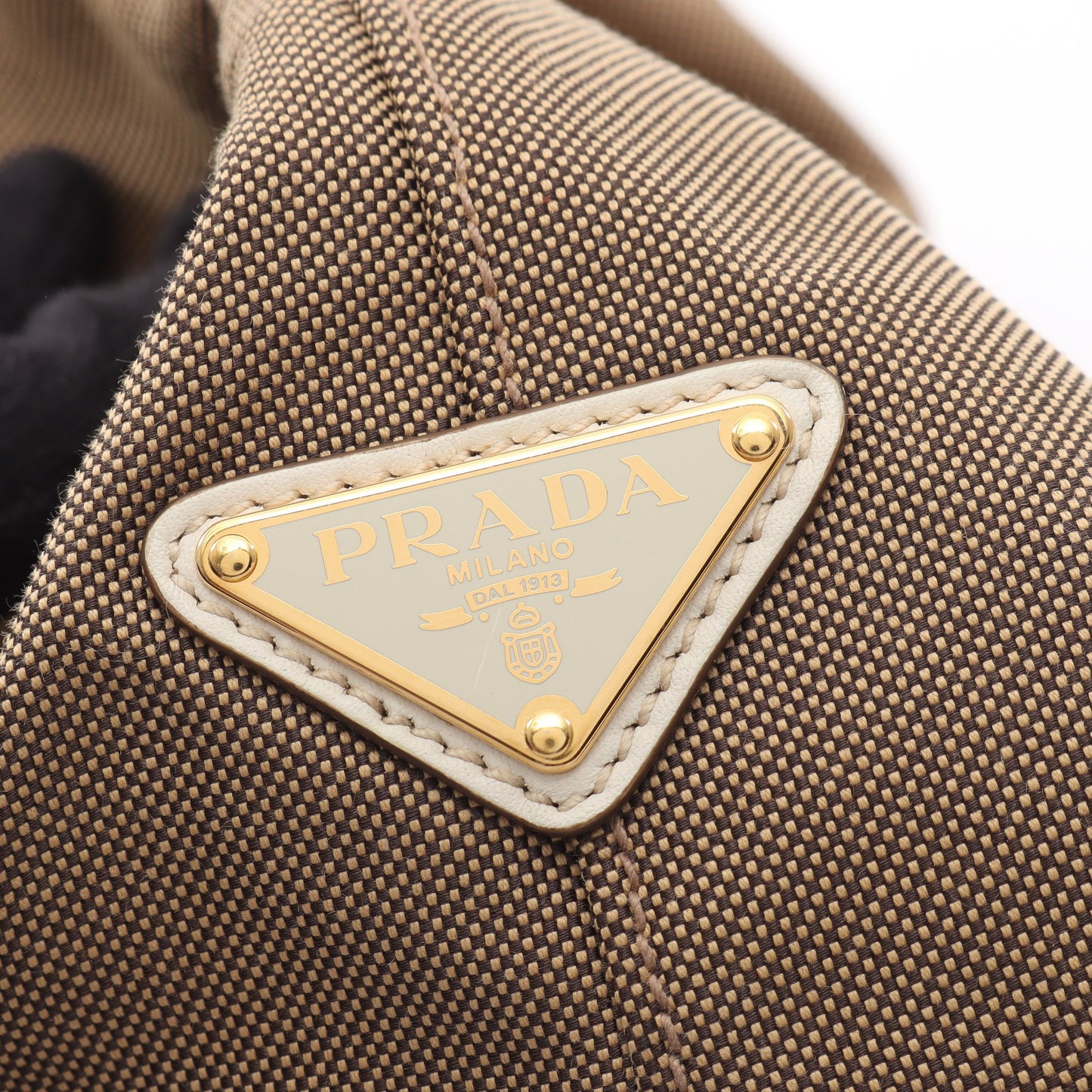 LOGO JACQUARD ロゴジャガード ショルダーバッグ トートバッグ キャンバス レザー ベージュ ホワイト プラダ