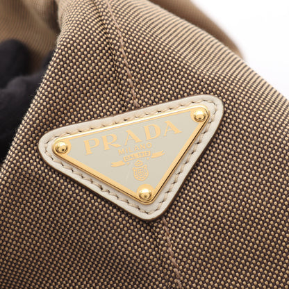 LOGO JACQUARD ロゴジャガード ショルダーバッグ トートバッグ キャンバス レザー ベージュ ホワイト プラダ