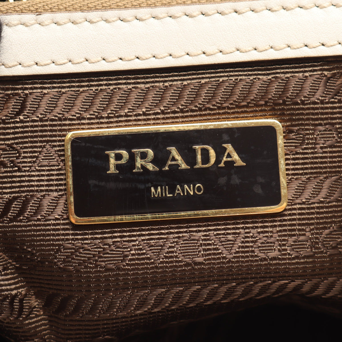 LOGO JACQUARD ロゴジャガード ショルダーバッグ トートバッグ キャンバス レザー ベージュ ホワイト プラダ