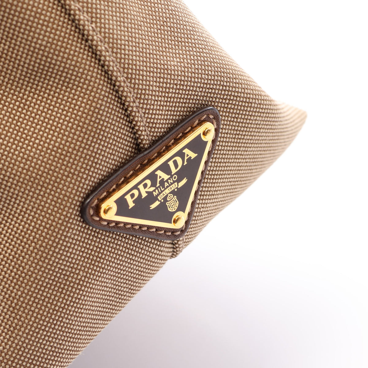 LOGO JACQUARD ロゴジャガード 2WAY ハンドバッグ キャンバス レザー ベージュ ダークブラウン プラダ