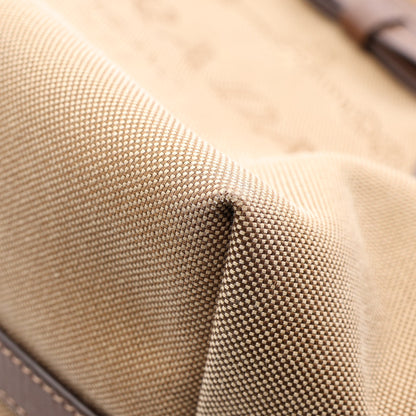 LOGO JACQUARD ロゴジャガード 2WAY ハンドバッグ キャンバス レザー ベージュ ダークブラウン プラダ