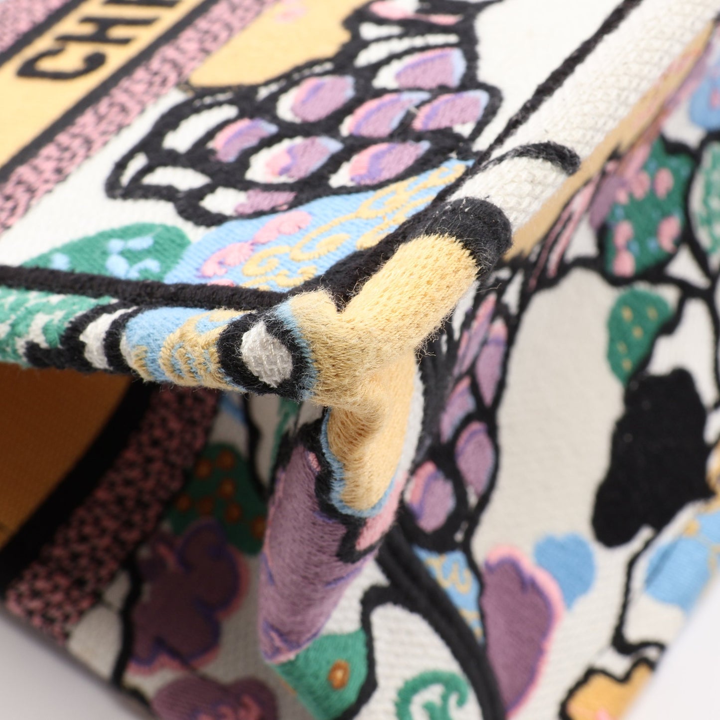 BOOK TOTE ブックトート スモール ハンドバッグ トートバッグ キャンバス ホワイト マルチカラー クリスチャンディオール
