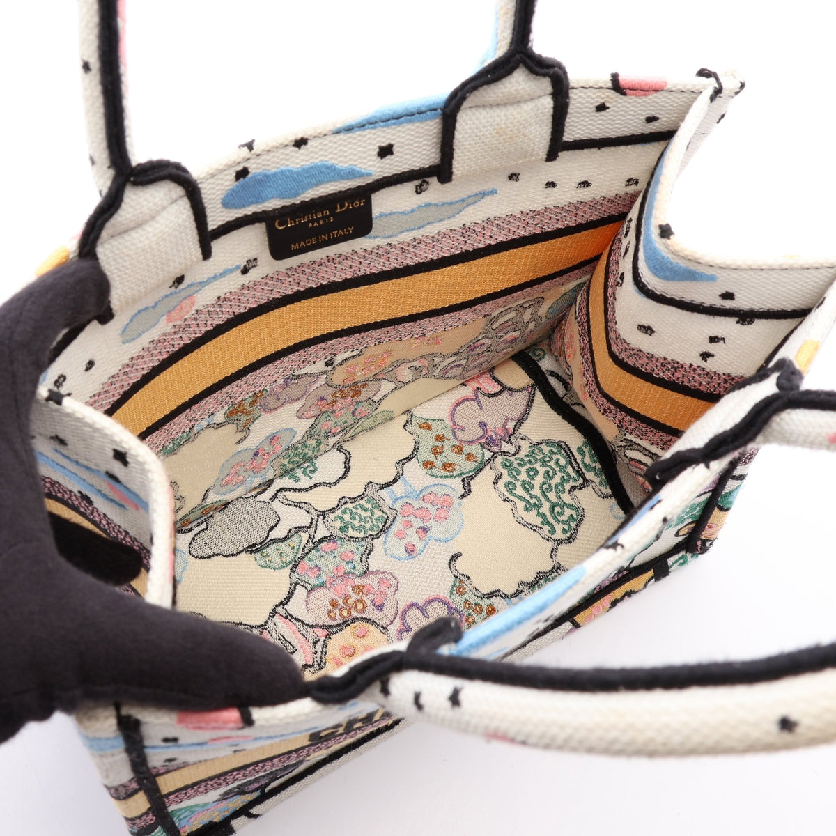 BOOK TOTE ブックトート スモール ハンドバッグ トートバッグ キャンバス ホワイト マルチカラー クリスチャンディオール
