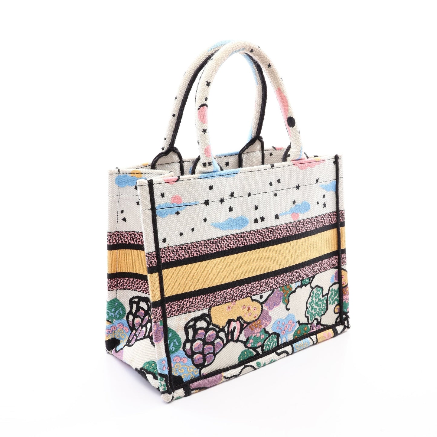 BOOK TOTE ブックトート スモール ハンドバッグ トートバッグ キャンバス ホワイト マルチカラー クリスチャンディオール