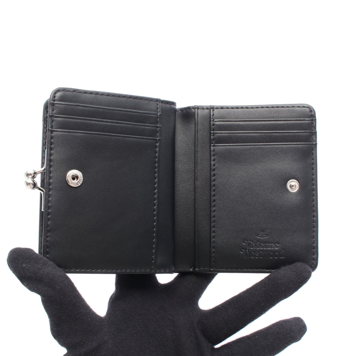 ANNIE WALLET WITH COIN POCKET がま口 二つ折り財布 フェイクレザー ブラック ヴィヴィアンウエストウッド 財布・小物 Vivienne Westwood