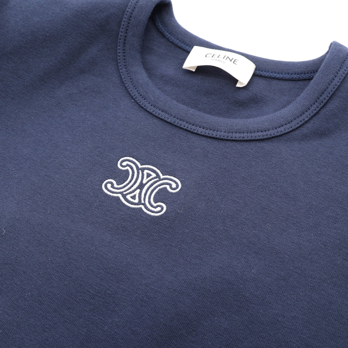 トリオンフ刺繍 半袖Tシャツ コットン ネイビー セリーヌ