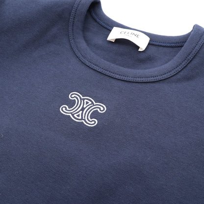 トリオンフ刺繍 半袖Tシャツ コットン ネイビー セリーヌ