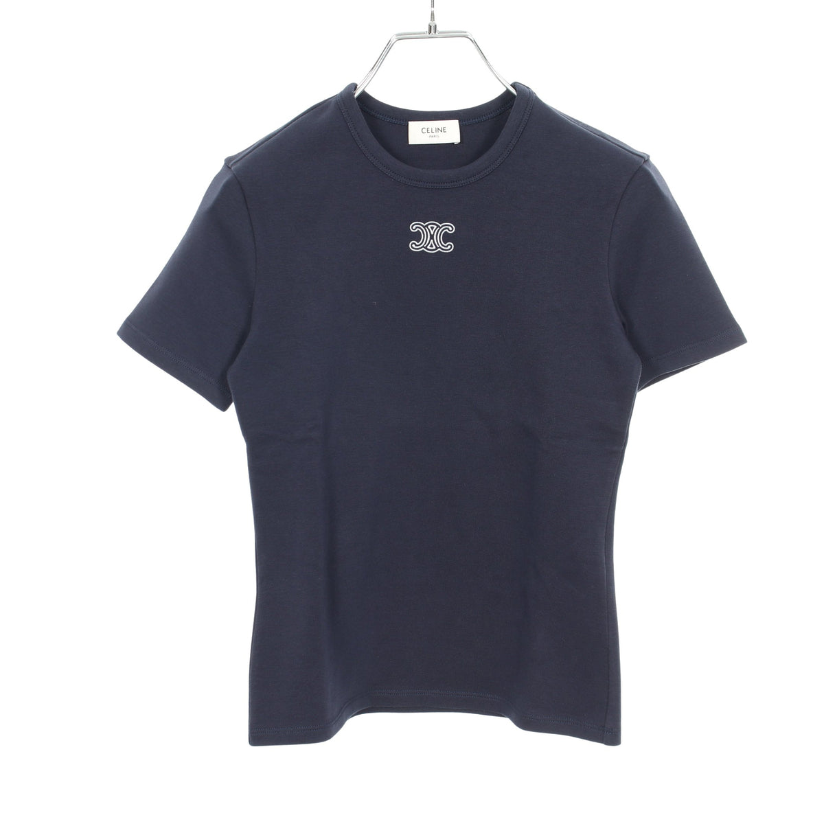 トリオンフ刺繍 半袖Tシャツ コットン ネイビー セリーヌ