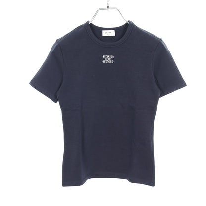 トリオンフ刺繍 半袖Tシャツ コットン ネイビー セリーヌ