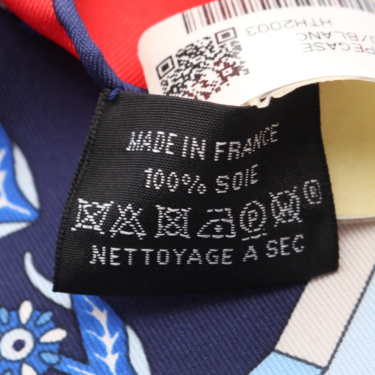 カレ90 La Source de Pegase スカーフ シルク ブルー レッド エルメス