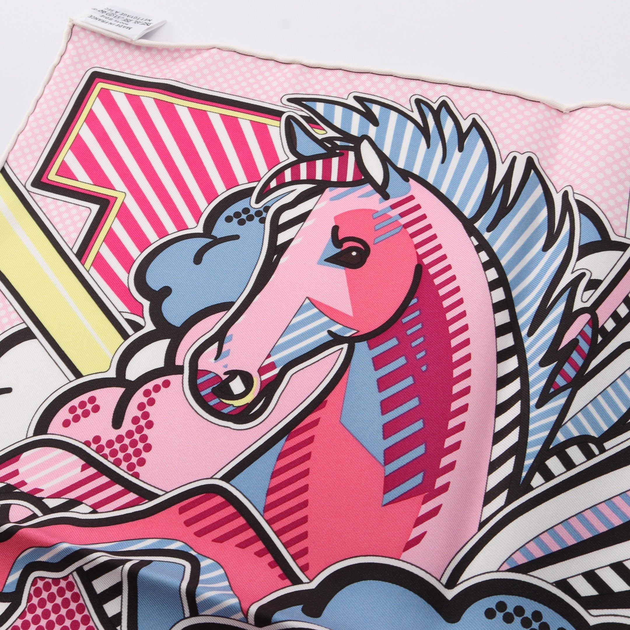 プチカレ カレ45 PEGASE POP スカーフ シルク ピンク エルメス – RECLO