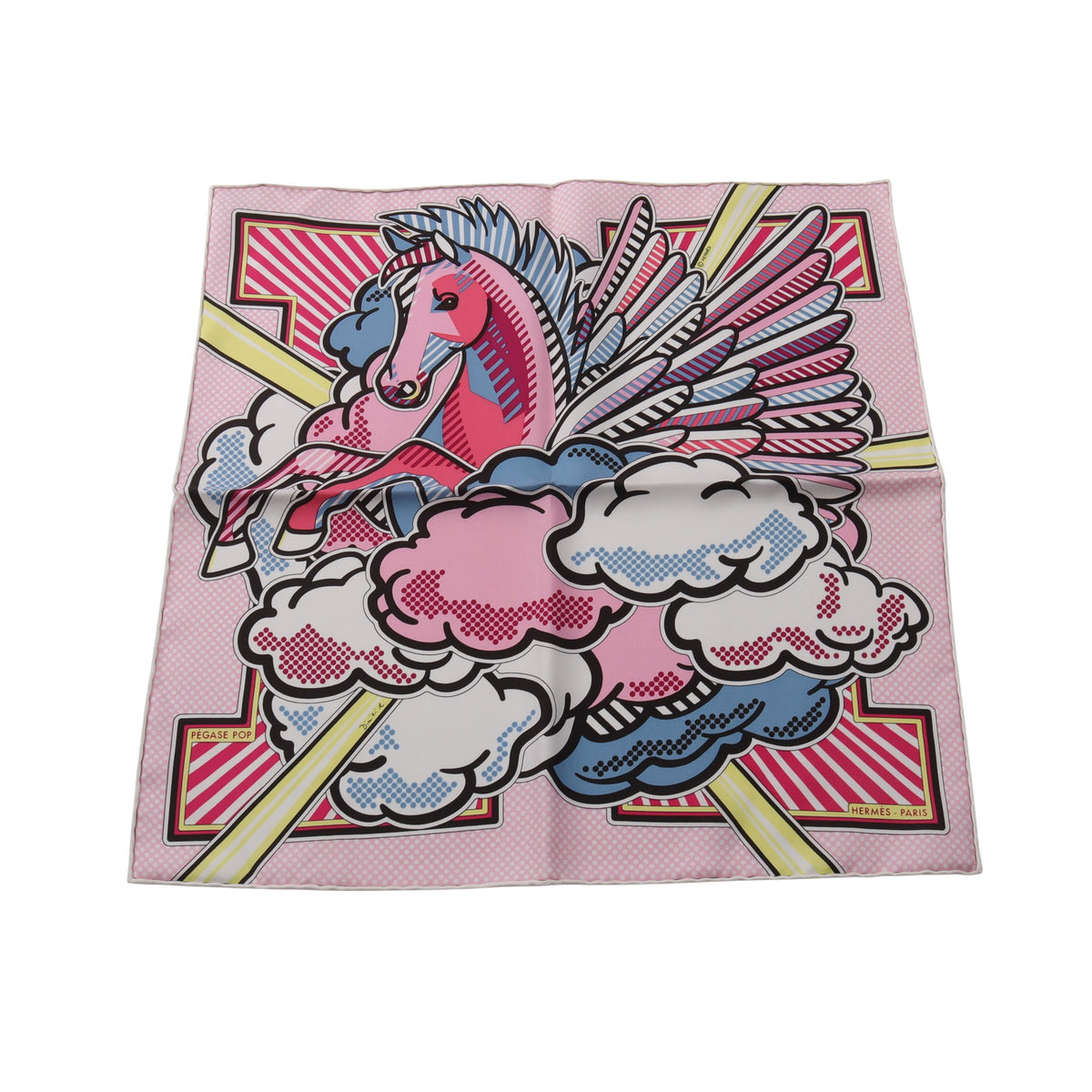 プチカレ カレ45 PEGASE POP スカーフ シルク ピンク エルメス