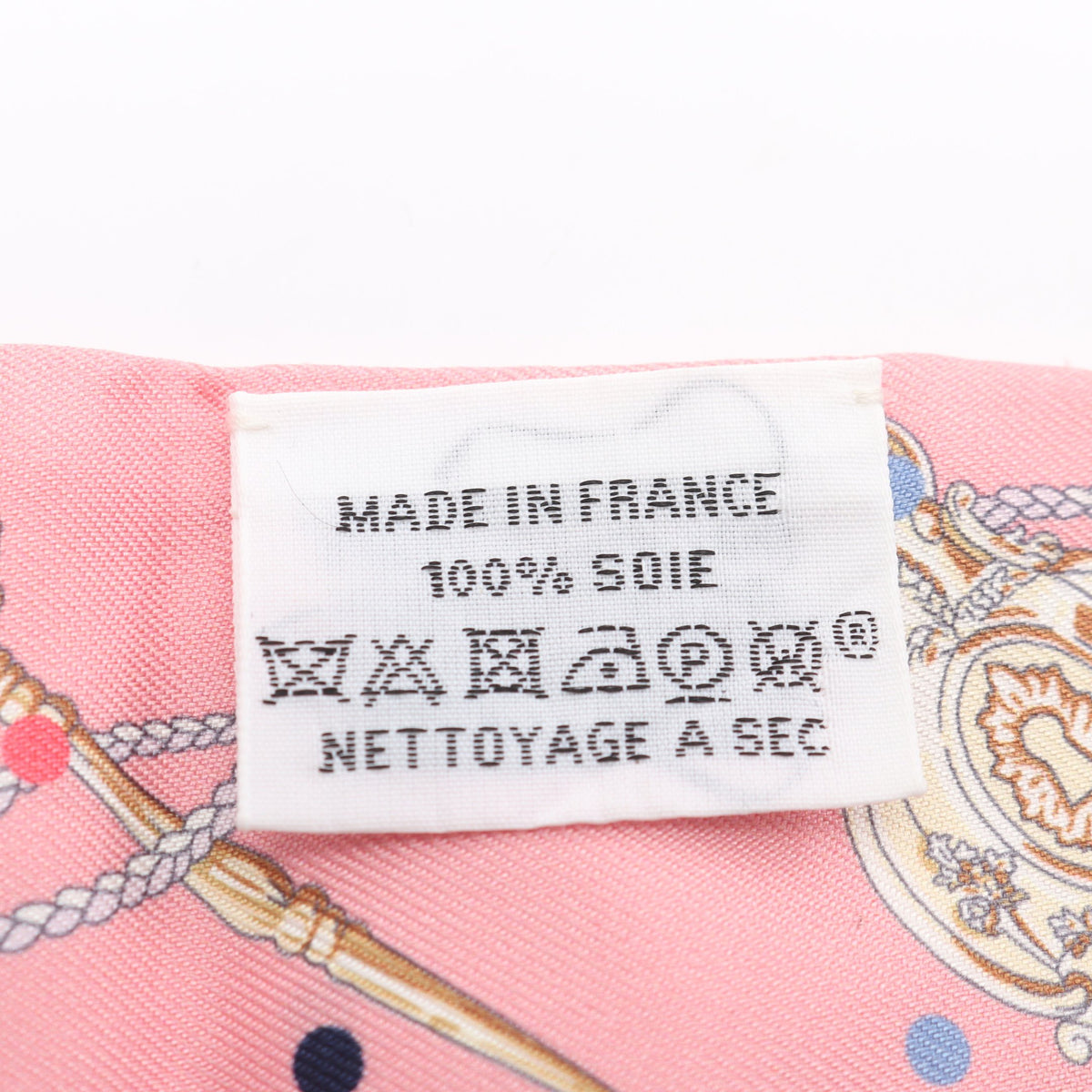 ツイリー LES CLES A POIS リボン スカーフ シルク ピンク エルメス
