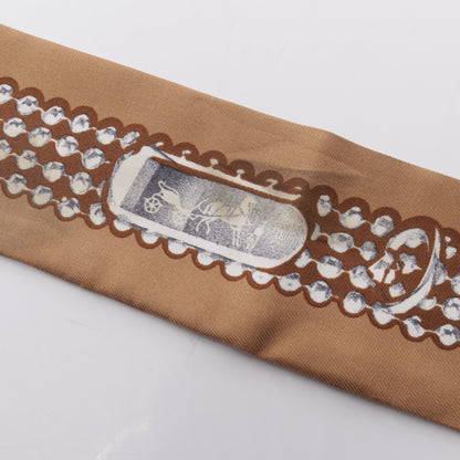 ツイリー LE TRESOR DE MEDOR リボン スカーフ シルク ブラウン エルメス