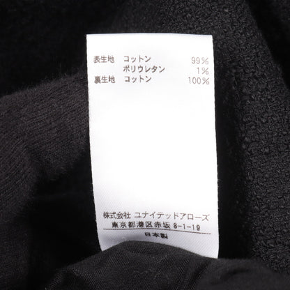 フレアスリーブ ツイード ノーカラージャケット コットン ブラック ドゥロワー