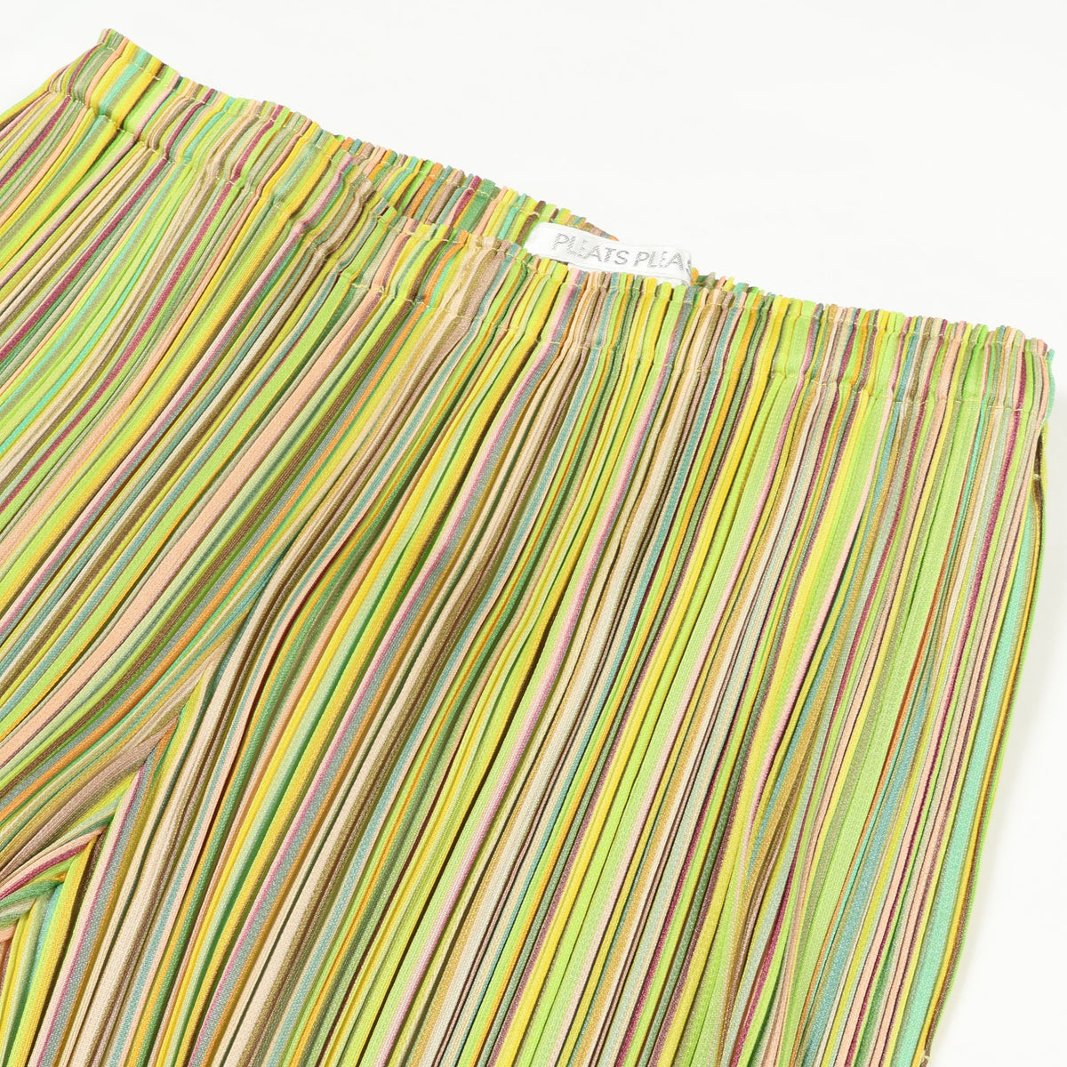 ストライプ イージーパンツ イエローグリーン イエロー マルチカラー プリーツプリーズ ボトムス PLEATS PLEASE