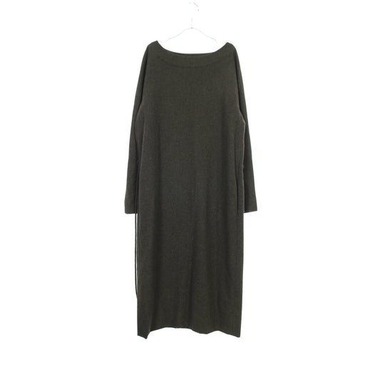 長袖 ワンピース カシミヤ グレーグリーン エルメス