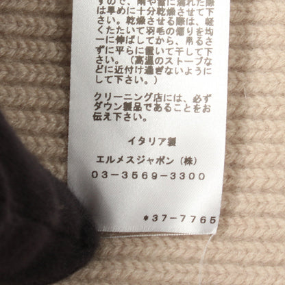 ツイルレーヌ スカーフプリント ニット切替 ロング ダウンベスト シルク ウール カシミヤ グレーベージュ オフホワイト マルチカラー エルメス