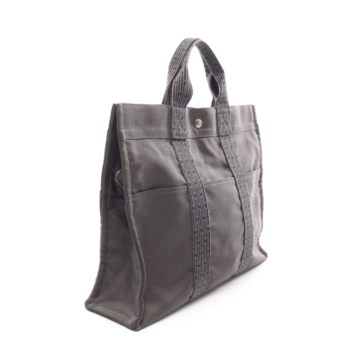 エールラインMM ハンドバッグ トートバッグ キャンバス グレー シルバー金具 エルメス