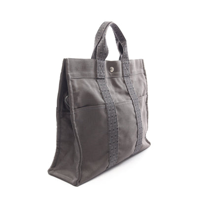 エールラインMM ハンドバッグ トートバッグ キャンバス グレー シルバー金具 エルメス