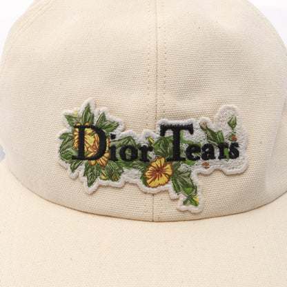 DIOR × Denim Tears ロゴ刺繍 キャップ 帽子 コットン オフホワイト ディオール