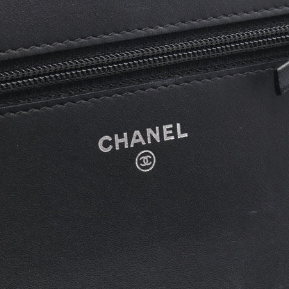 ココマーク フルフラップ チェーンショルダーバッグ エナメルレザー ブラック シルバー金具 シャネル