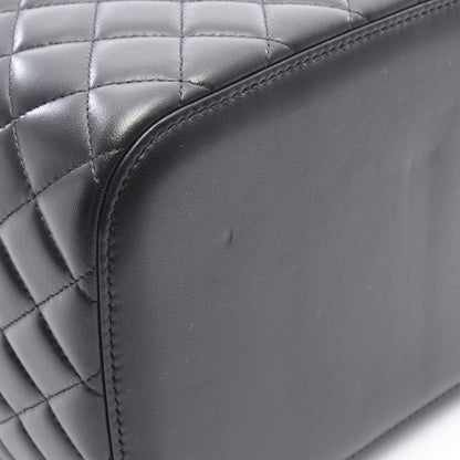 マトラッセ ハンドバッグ バニティバッグ ラムスキン ブラック ゴールド金具 シャネル
