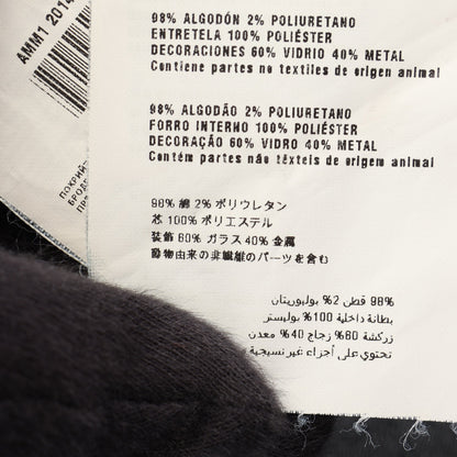 ビジュー付き ノースリーブ デニムシャツ コットン インディゴブルー ミュウミュウ