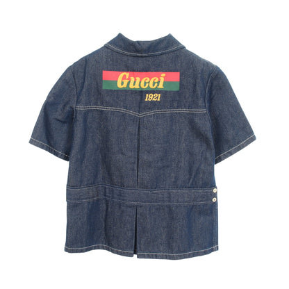 半袖 キッズ デニムジャケット コットン ヘンプ インディゴブルー グッチ