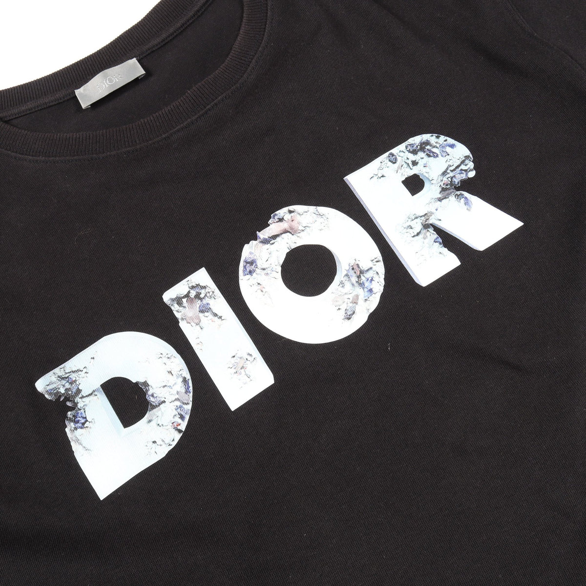 DIOR × Daniel Arsham ロゴプリント 半袖Tシャツ コットン ブラック ディオール