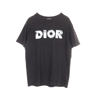 DIOR × Daniel Arsham ロゴプリント 半袖Tシャツ コットン ブラック ディオール