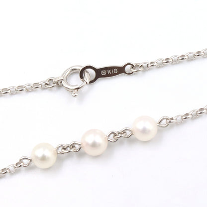 シャンデリアドロップ パール ネックレス ピアス 2点セット ネックレス K18WG パール ダイヤモンド ホワイトゴールド ホワイト クリア ミキモト