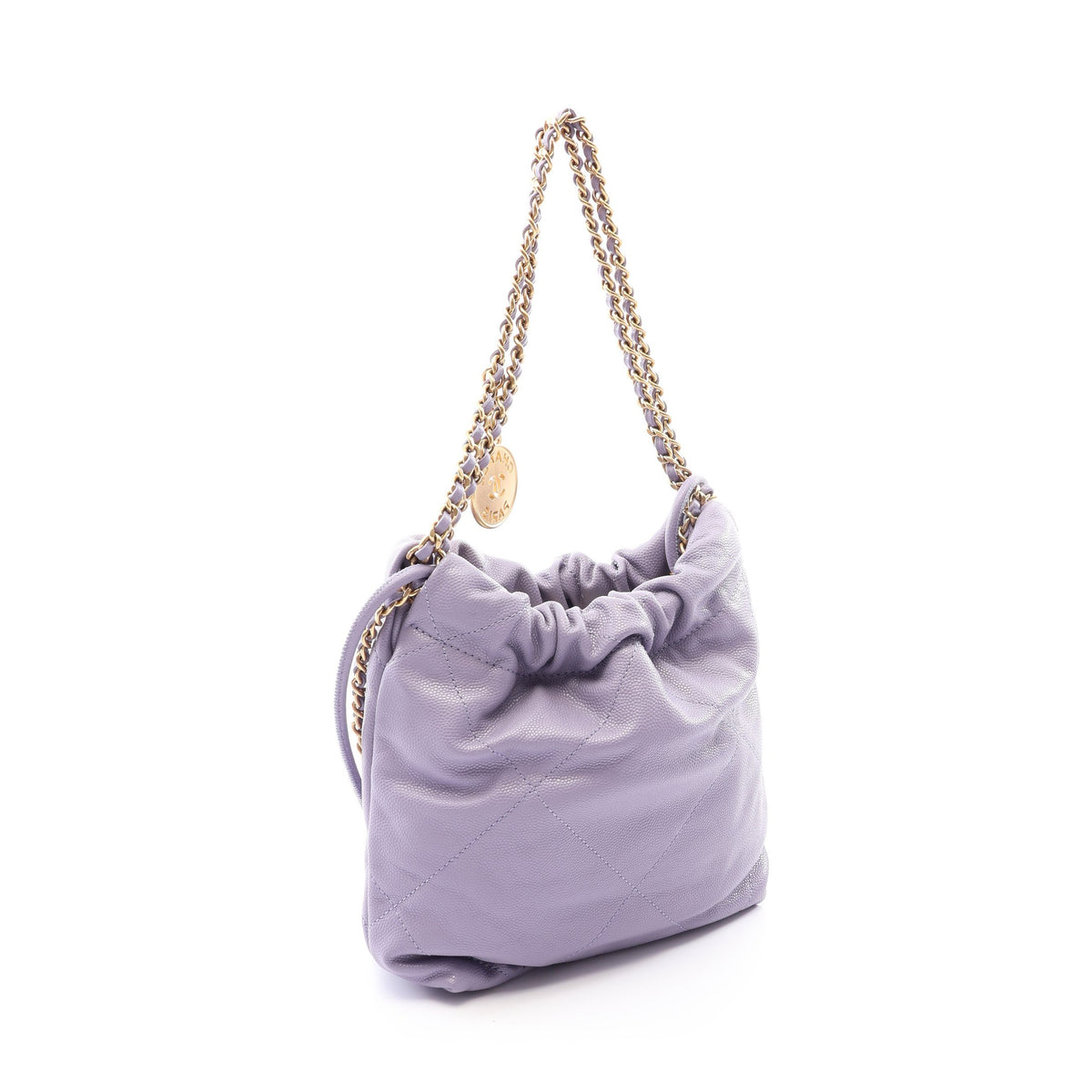 CHANEL 22 ミニ 2WAY チェーンショルダーバッグ キャビアスキン ライトパープル ゴールド金具 シャネル