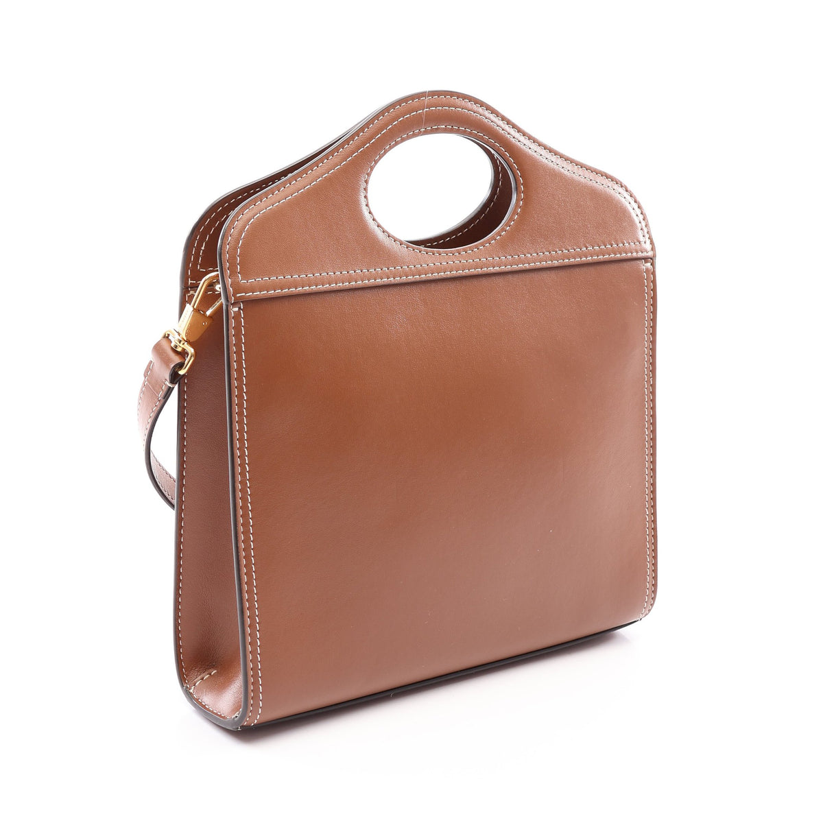 MN POCKET BAG 2WAY ハンドバッグ レザー ブラウン バーバリー