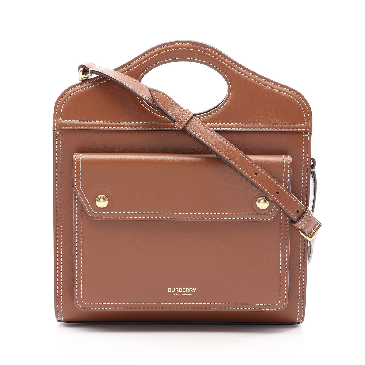 MN POCKET BAG 2WAY ハンドバッグ レザー ブラウン バーバリー