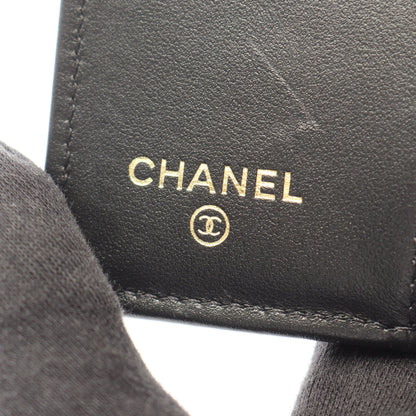 ココマーク スモールフラップ 三つ折り財布 キャビアスキン ブラック ゴールド金具 シャネル