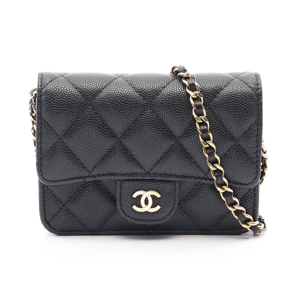 ミニマトラッセ チェーンショルダーバッグ キャビアスキン ブラック ゴールド金具 シャネル バッグ CHANEL