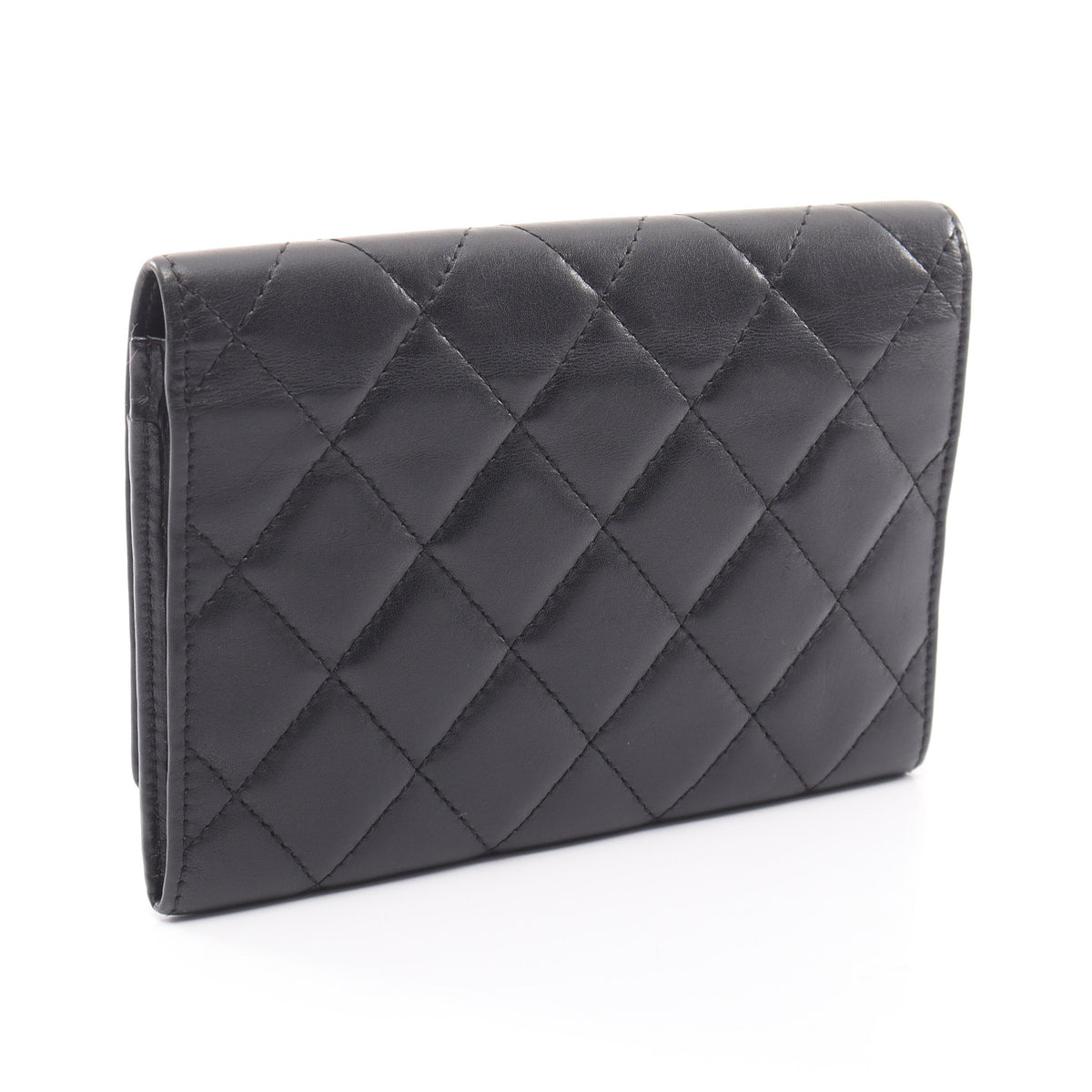 カンボンライン 二つ折り財布 レザー エナメルレザー ブラック シルバー金具 シャネル 財布・小物 CHANEL