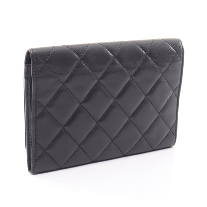 カンボンライン 二つ折り財布 レザー エナメルレザー ブラック シルバー金具 シャネル 財布・小物 CHANEL