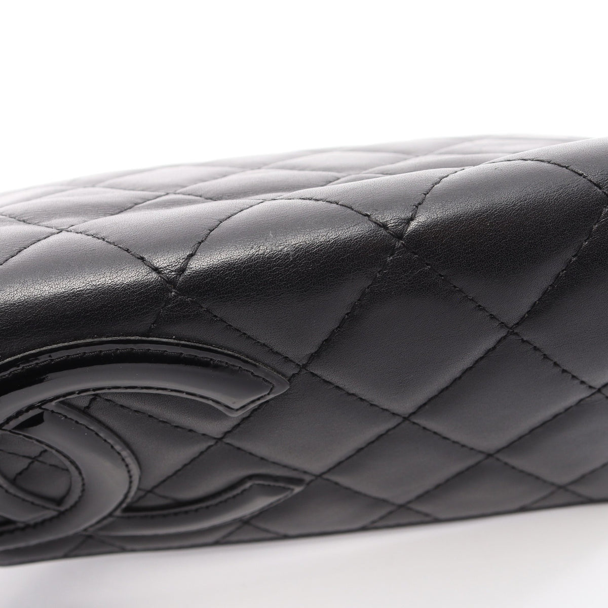 カンボンライン 二つ折り財布 レザー エナメルレザー ブラック シルバー金具 シャネル 財布・小物 CHANEL