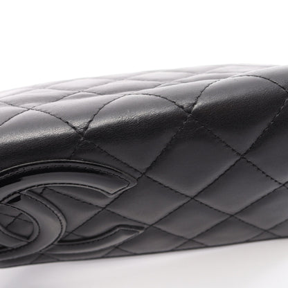 カンボンライン 二つ折り財布 レザー エナメルレザー ブラック シルバー金具 シャネル 財布・小物 CHANEL