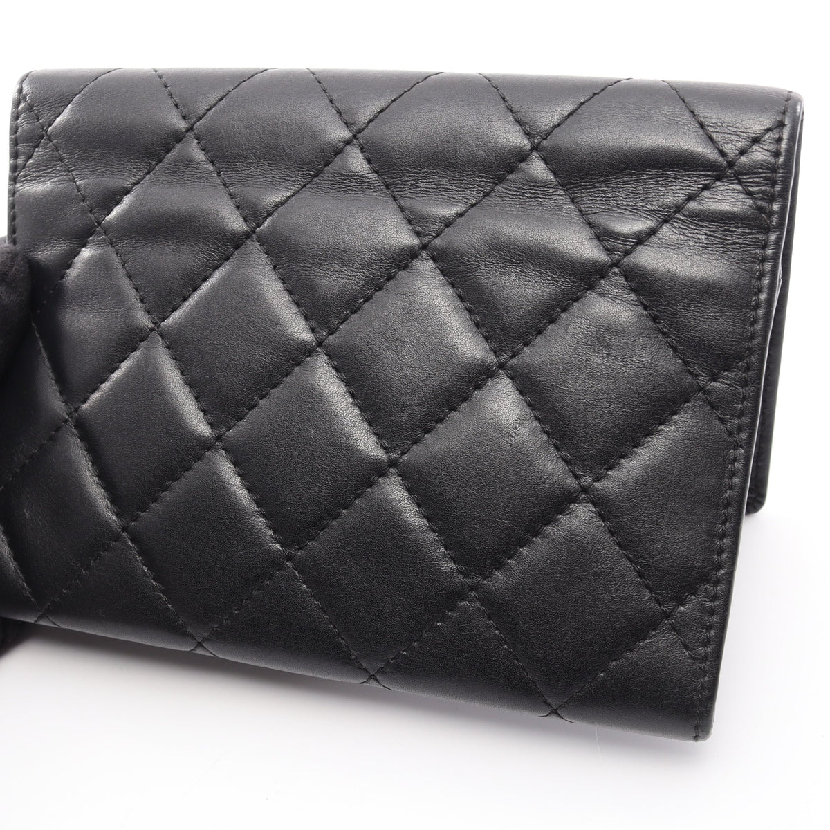 カンボンライン 二つ折り財布 レザー エナメルレザー ブラック シルバー金具 シャネル 財布・小物 CHANEL