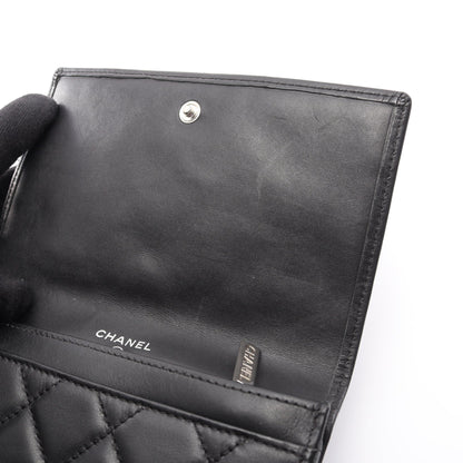 カンボンライン 二つ折り財布 レザー エナメルレザー ブラック シルバー金具 シャネル 財布・小物 CHANEL