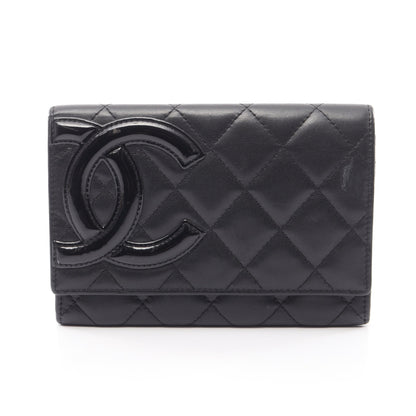 カンボンライン 二つ折り財布 レザー エナメルレザー ブラック シルバー金具 シャネル 財布・小物 CHANEL