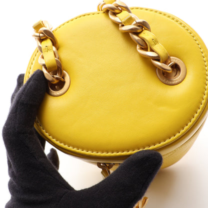 マトラッセ バニティ チェーンショルダーバッグ ラムスキン イエロー ゴールド金具 シャネル