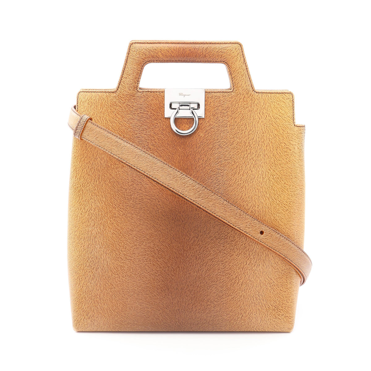 ガンチーニ 2WAY ハンドバッグ レザー イエローブラウン サルヴァトーレフェラガモ バッグ Salvatore Ferragamo